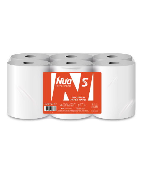 Prosoape de bucătărie 2 pliuri, 500 foi, 125m, Cellulosa Premium cu derulare centrala, NUA Professional 1/6, 501497